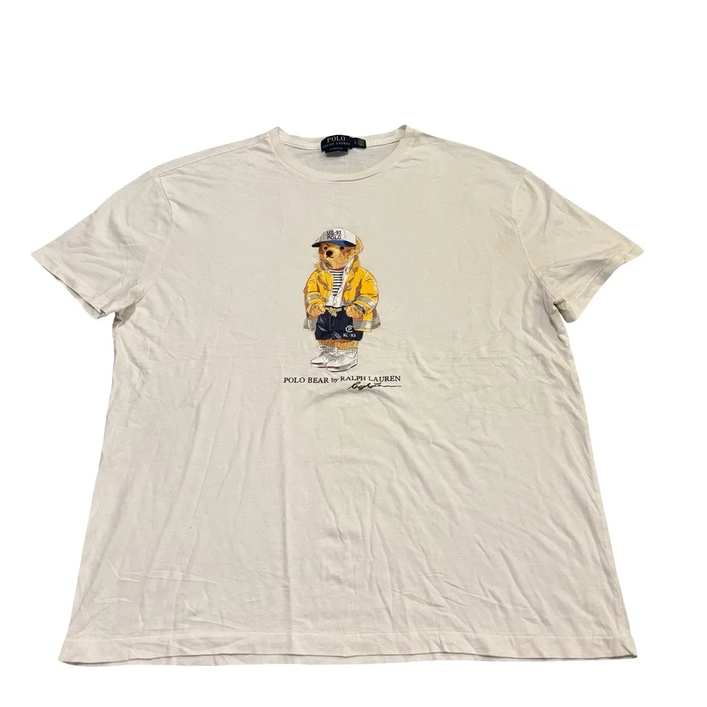 Polo Ralph Lauren Polo Bear RL-93 Yellow Raincoat White T-Shirt Mens Large
